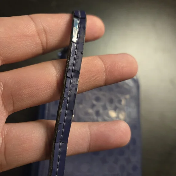 Coach Liquid Gloss Patent Leather Wristlet Purple X Navy - Picture 4 of 8